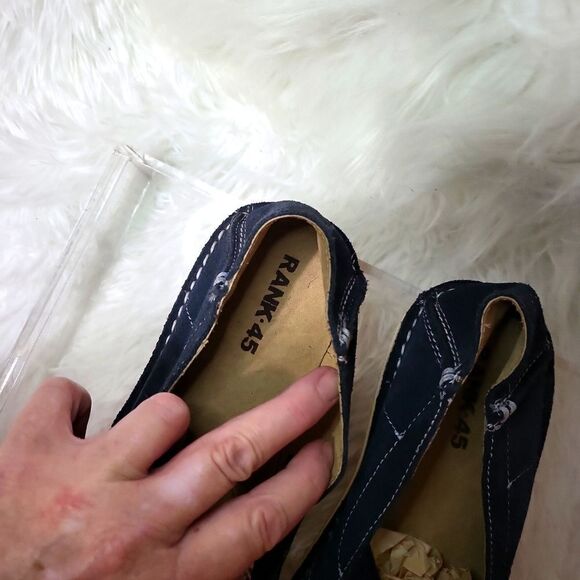 BRAND NEW ! RANK -45 LEATHER AND TEXTILE UPPER NAVY BLUE,AND WHITE,MANMADE SOLE, - Picture 6 of 9